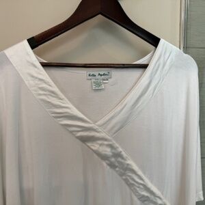 Women's white summer shirt w. waist tie - Plus Size 32/34